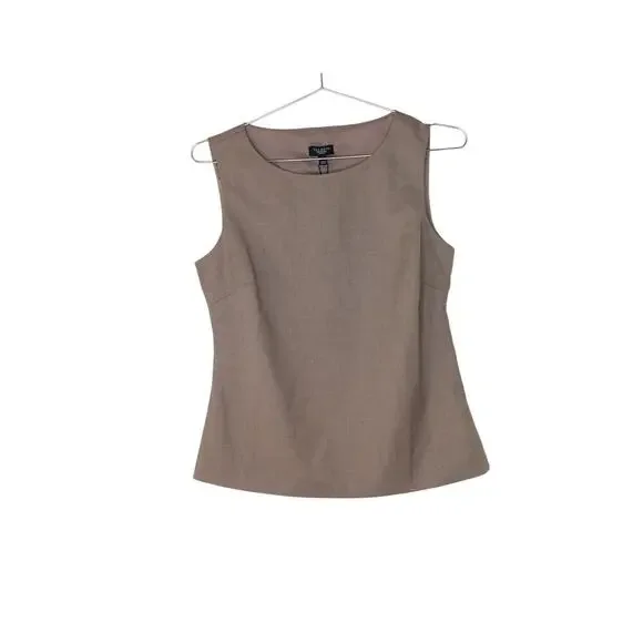 New Talbots Sleeveless Top Brown Lined Blouse Wool Blend Career Classic 4P - Picture 2 of 10